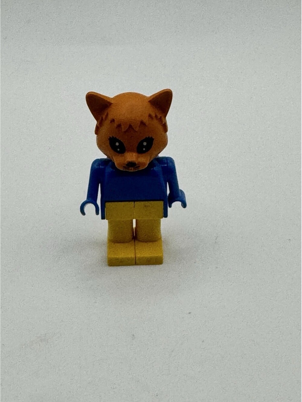 LEGO Fabuland Cat Figure 3637 Orange Head Blue Torso Yellow Legs Vintage 1980s